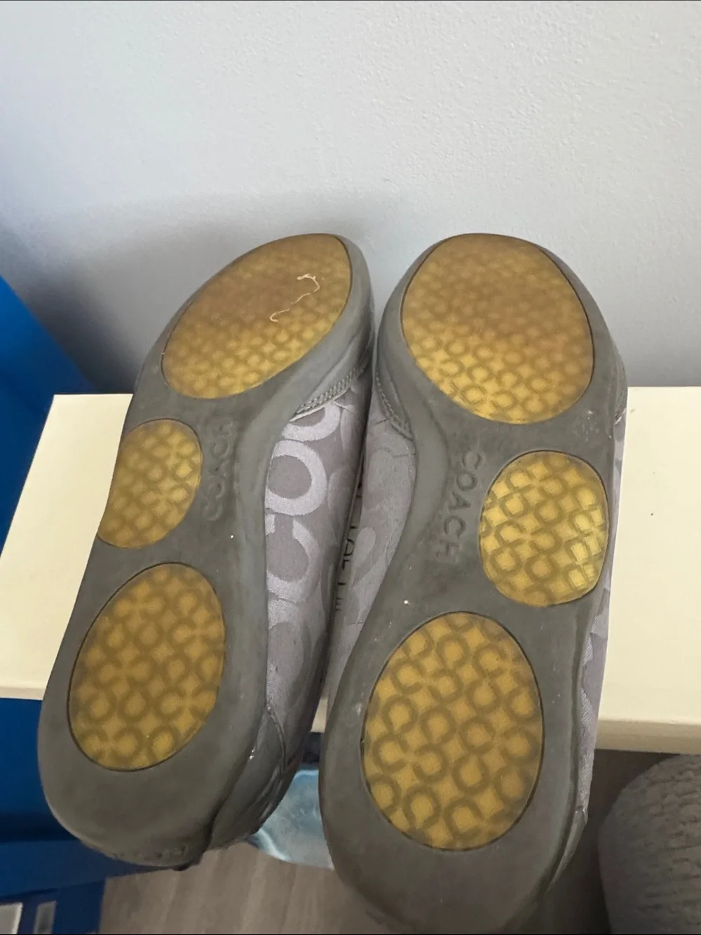 Coach Gray Signature Pattern Ballet Flats